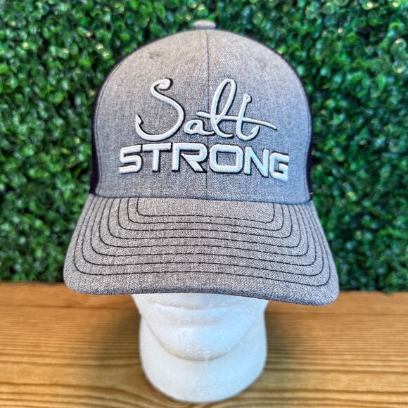 Adult Salt Strong Trucker Snapback Gray Hat Fishing Cap Great Gift - Picture 1 of 8